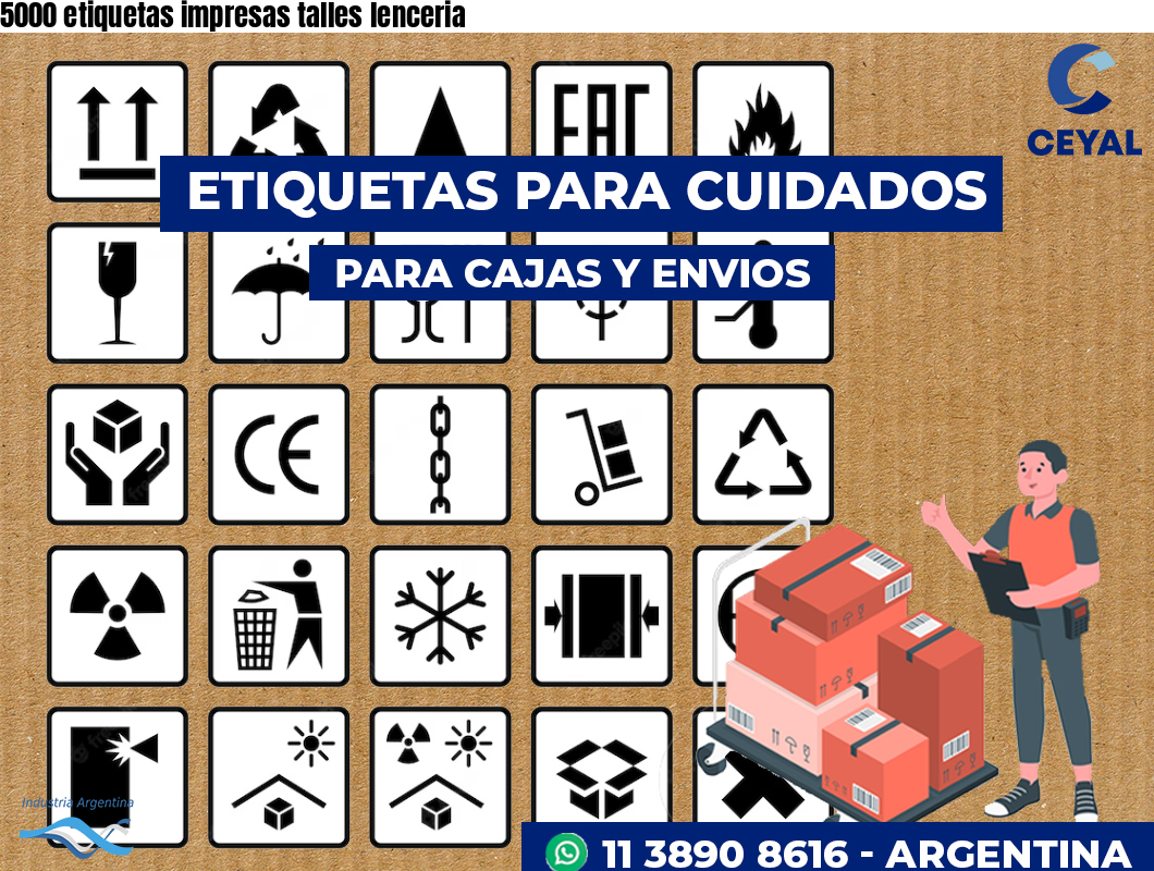 5000 etiquetas impresas talles lenceria