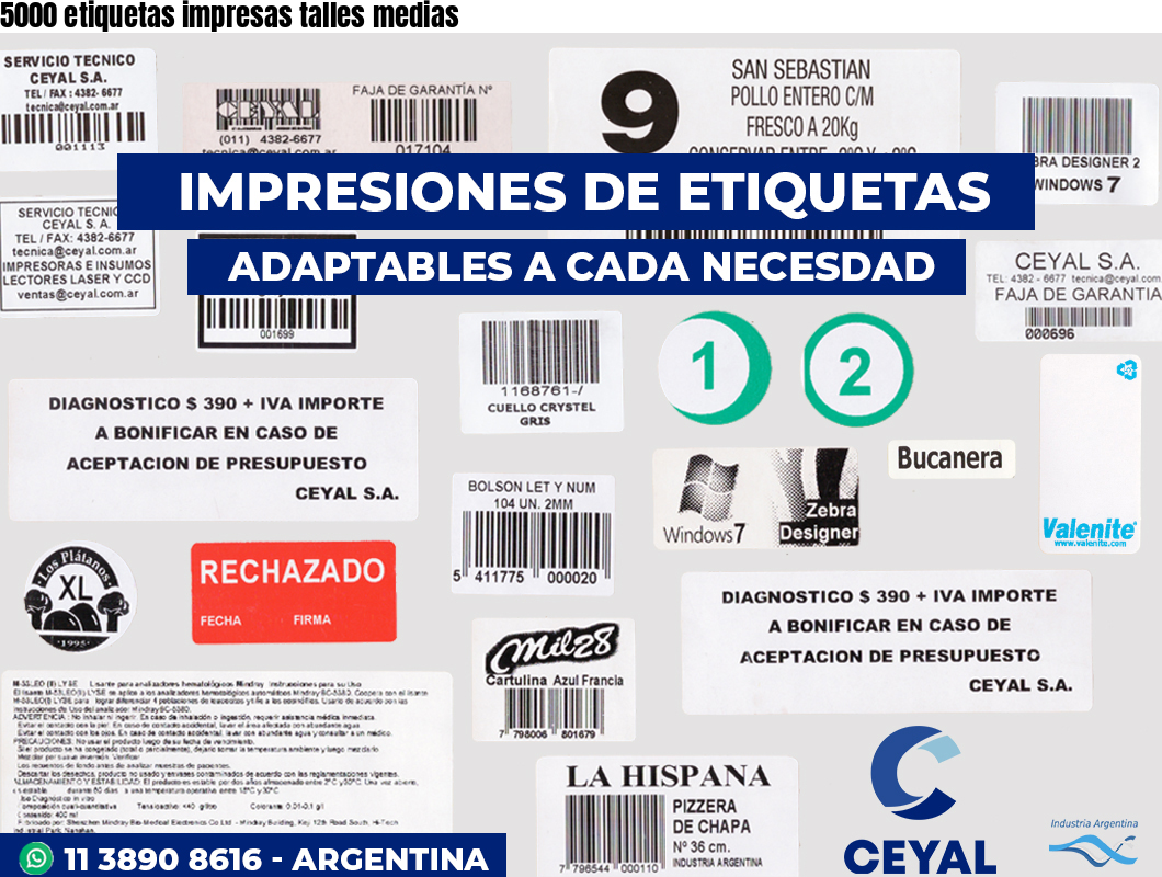 5000 etiquetas impresas talles medias