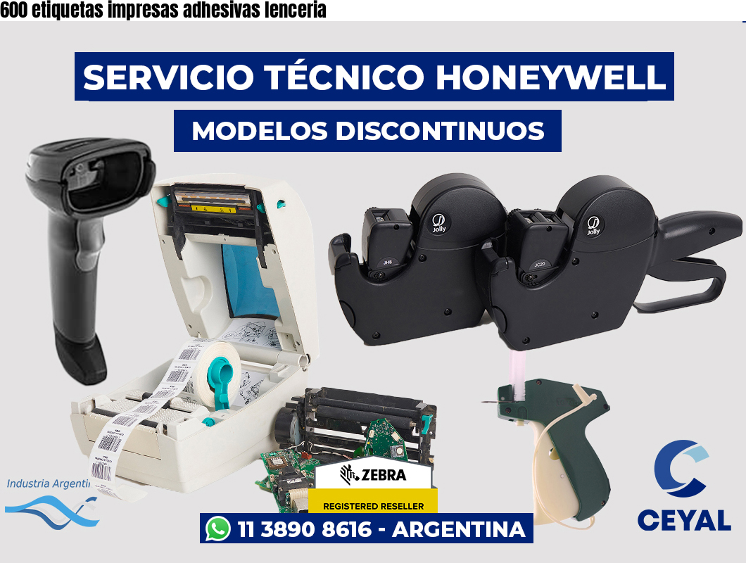 600 etiquetas impresas adhesivas lenceria