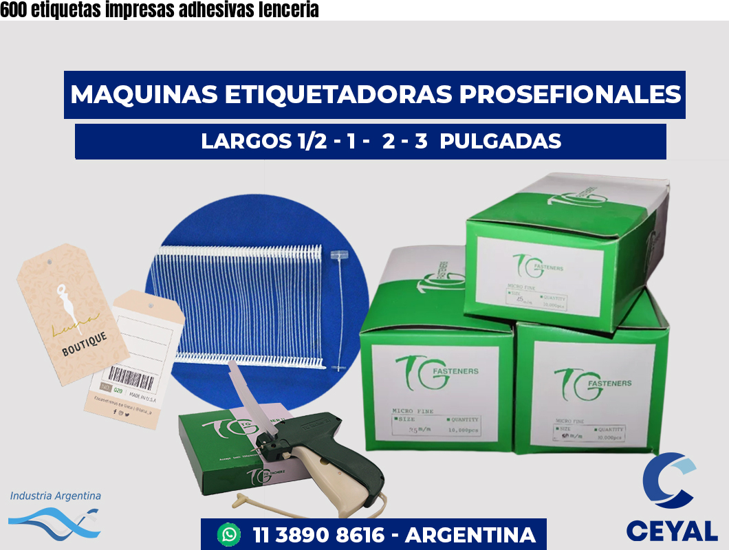 600 etiquetas impresas adhesivas lenceria