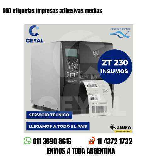 600 etiquetas impresas adhesivas medias