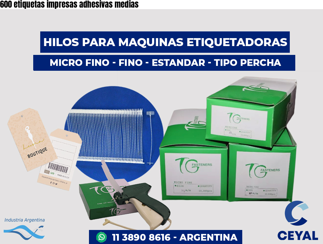 600 etiquetas impresas adhesivas medias