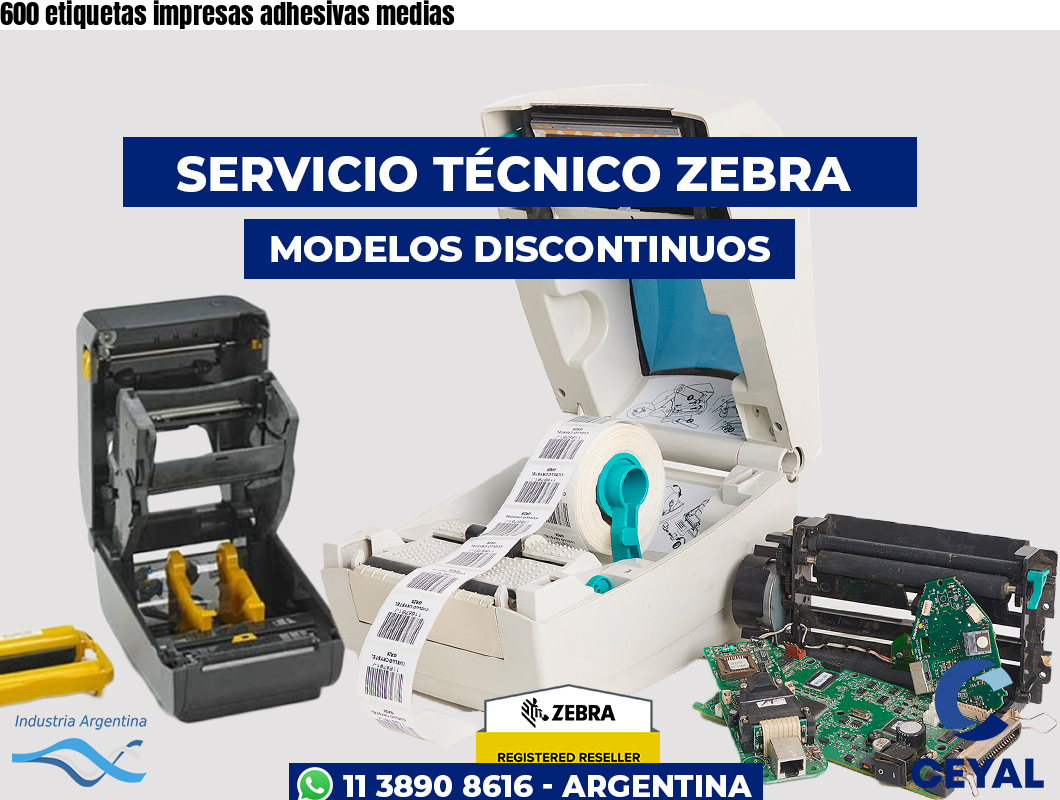 600 etiquetas impresas adhesivas medias