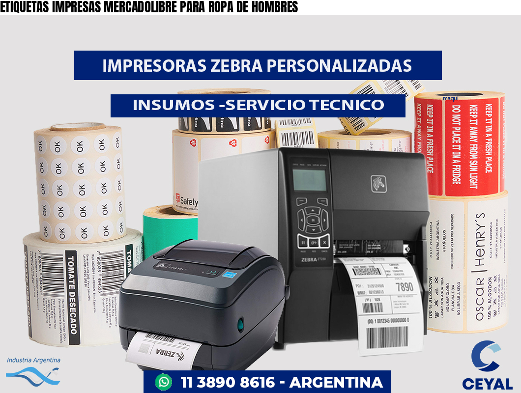 ETIQUETAS IMPRESAS MERCADOLIBRE PARA ROPA DE HOMBRES