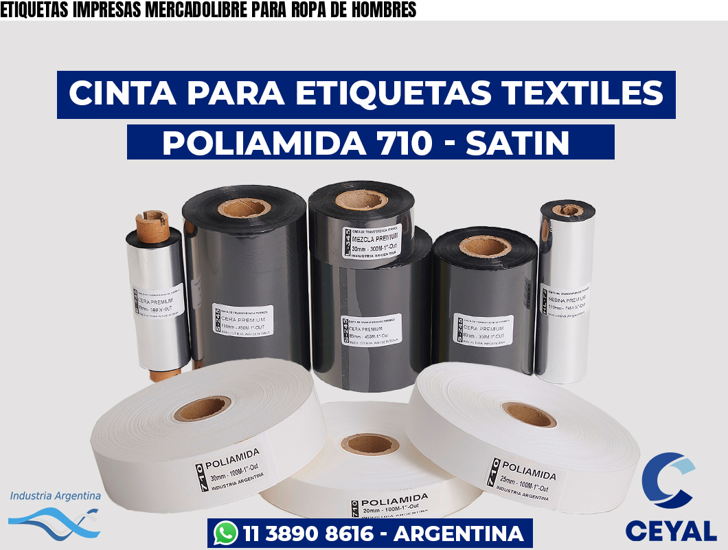 ETIQUETAS IMPRESAS MERCADOLIBRE PARA ROPA DE HOMBRES