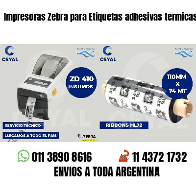 Impresoras Zebra para Etiquetas adhesivas termicas