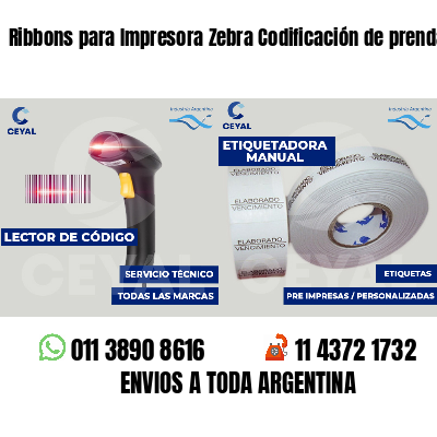 Ribbons para Impresora Zebra Codificación de prendas