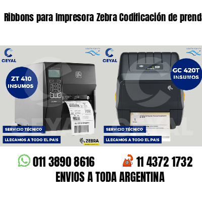 Ribbons para Impresora Zebra Codificación de prendas