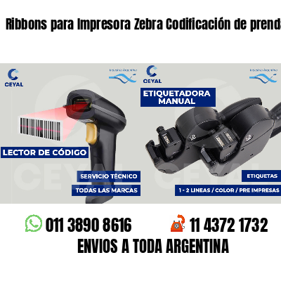 Ribbons para Impresora Zebra Codificación de prendas