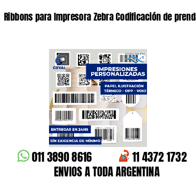 Ribbons para Impresora Zebra Codificación de prendas