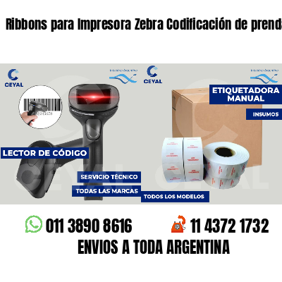 Ribbons para Impresora Zebra Codificación de prendas