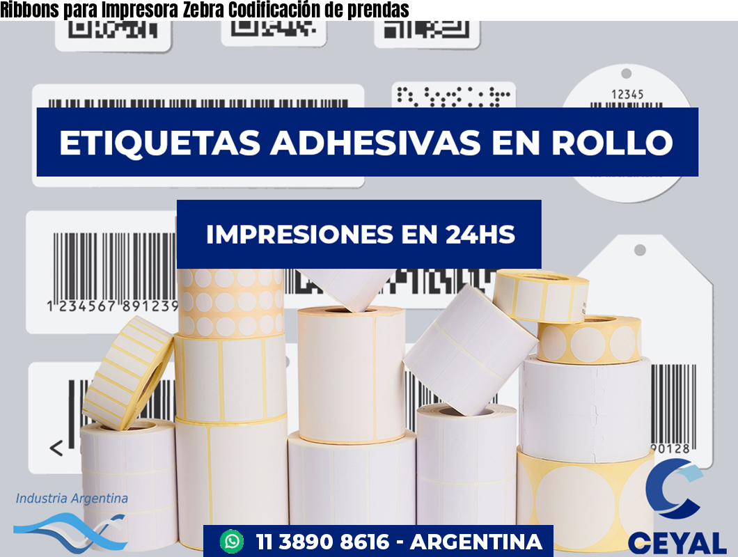 Ribbons para Impresora Zebra Codificación de prendas