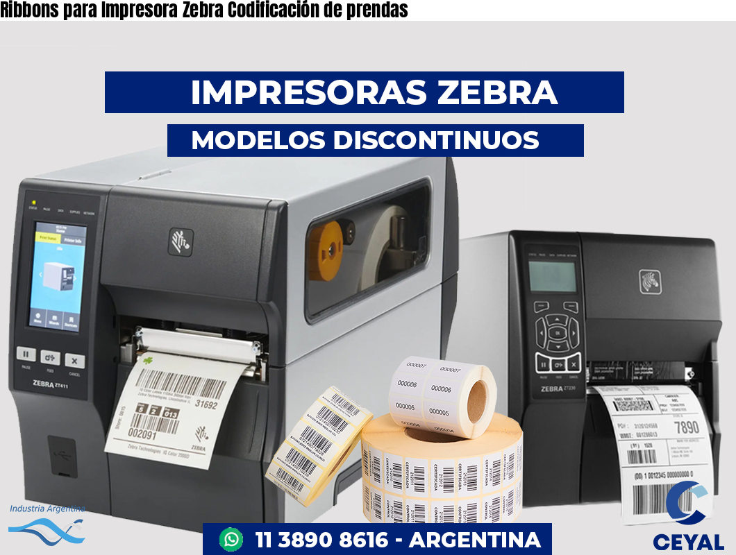 Ribbons para Impresora Zebra Codificación de prendas