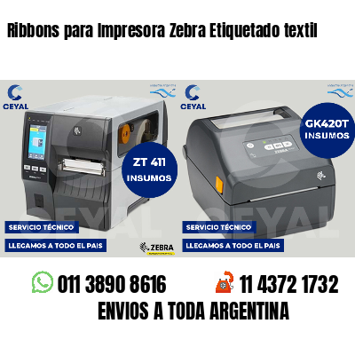 Ribbons para Impresora Zebra Etiquetado textil