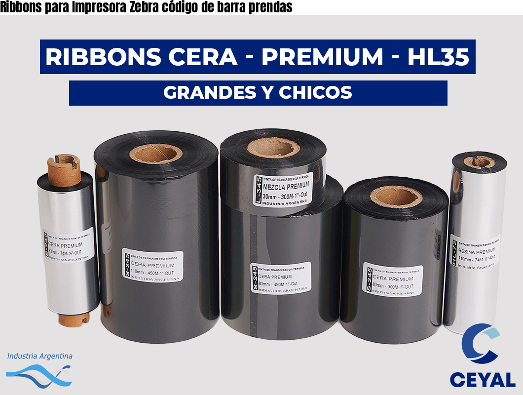 Ribbons para Impresora Zebra código de barra prendas