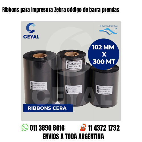Ribbons para Impresora Zebra código de barra prendas