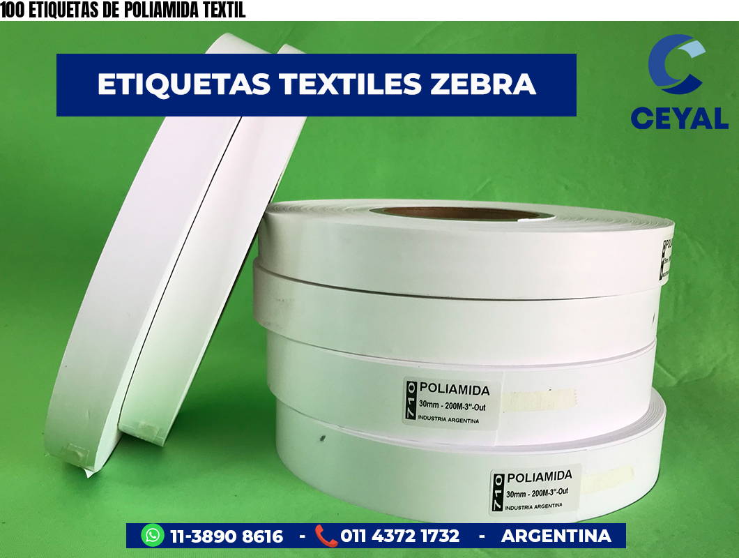 100 ETIQUETAS DE POLIAMIDA TEXTIL