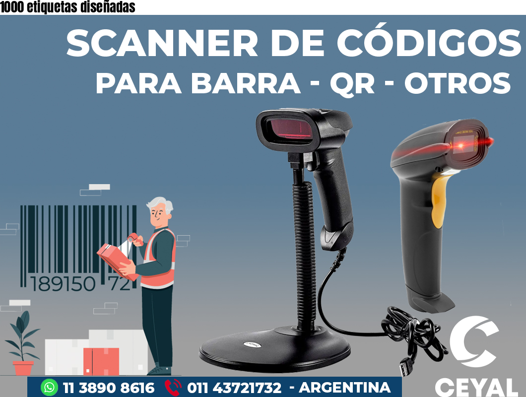 1000 etiquetas diseñadas