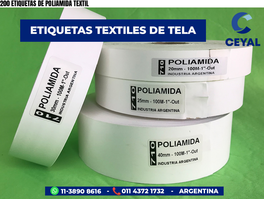 200 ETIQUETAS DE POLIAMIDA TEXTIL