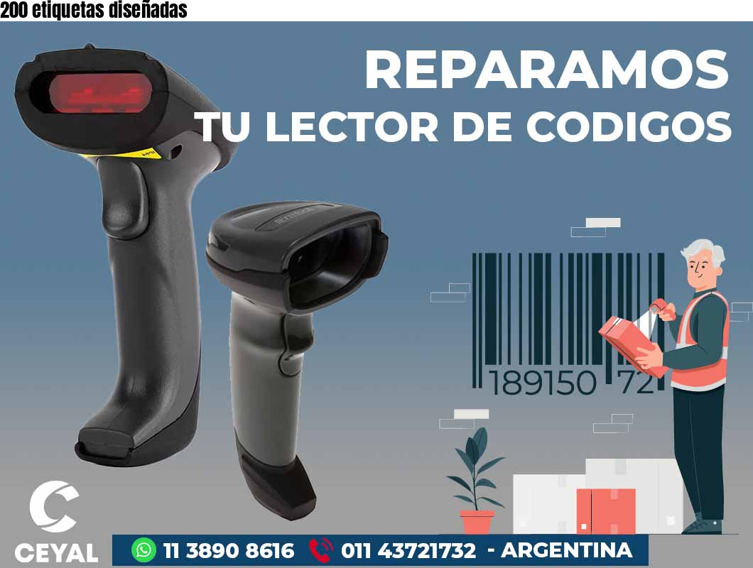 200 etiquetas diseñadas