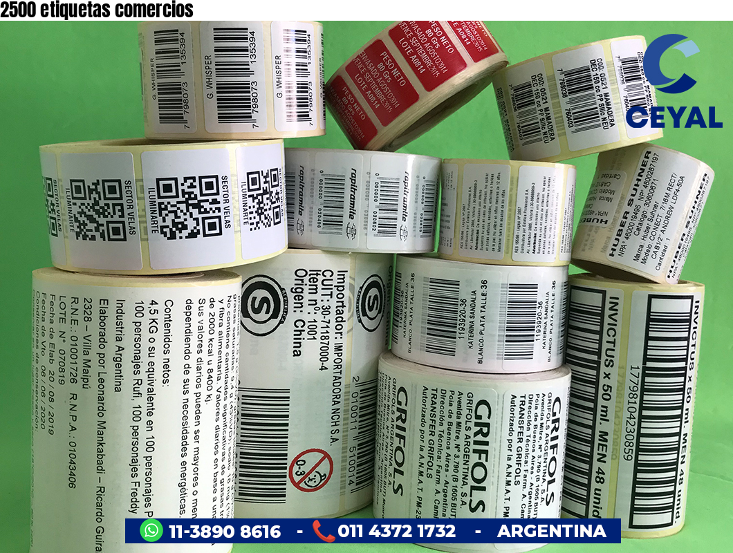 2500 etiquetas comercios