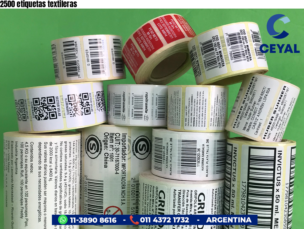 2500 etiquetas textileras