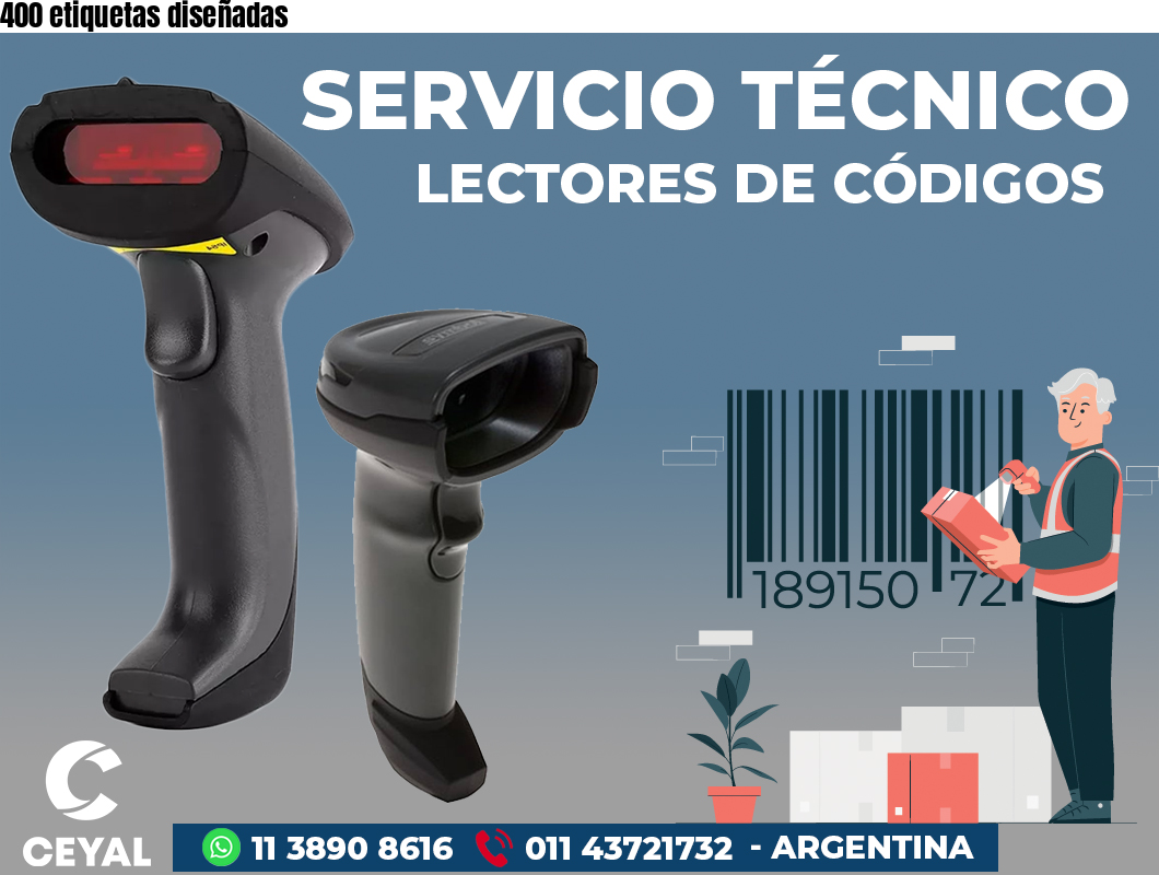 400 etiquetas diseñadas
