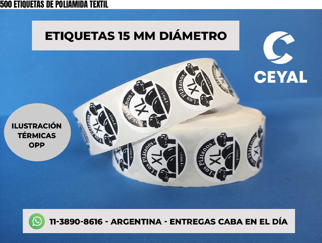 500 ETIQUETAS DE POLIAMIDA TEXTIL
