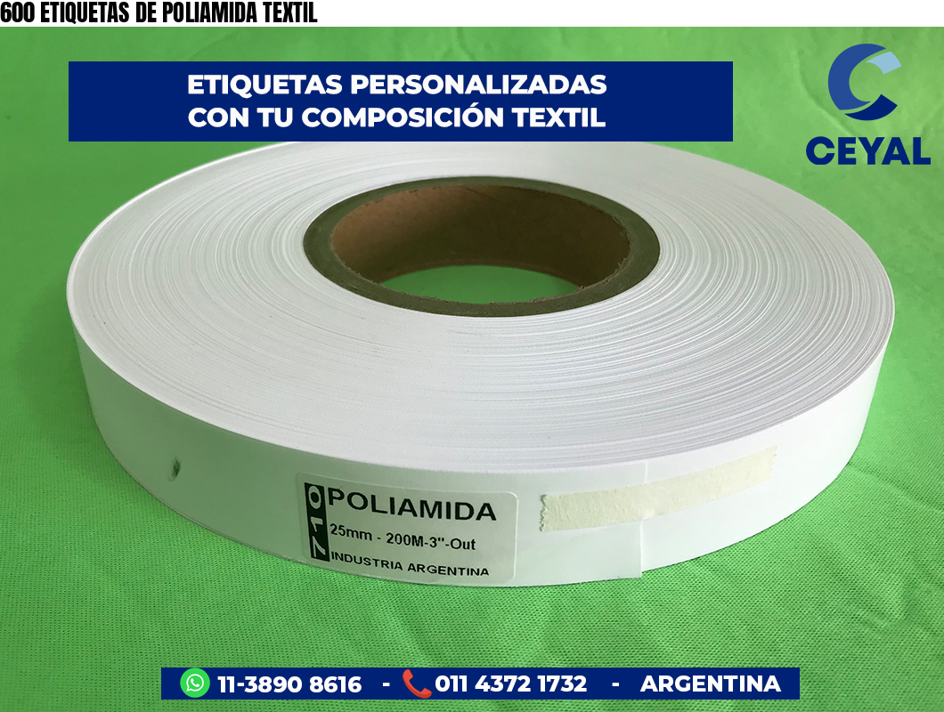 600 ETIQUETAS DE POLIAMIDA TEXTIL