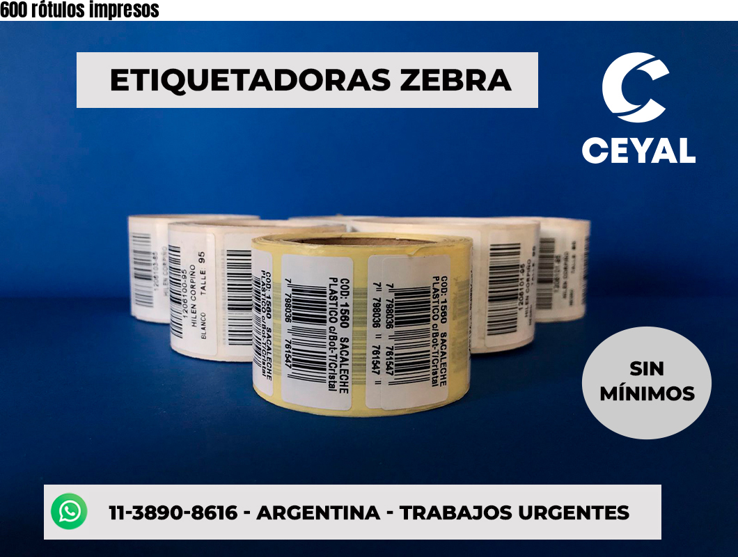 600 rótulos impresos