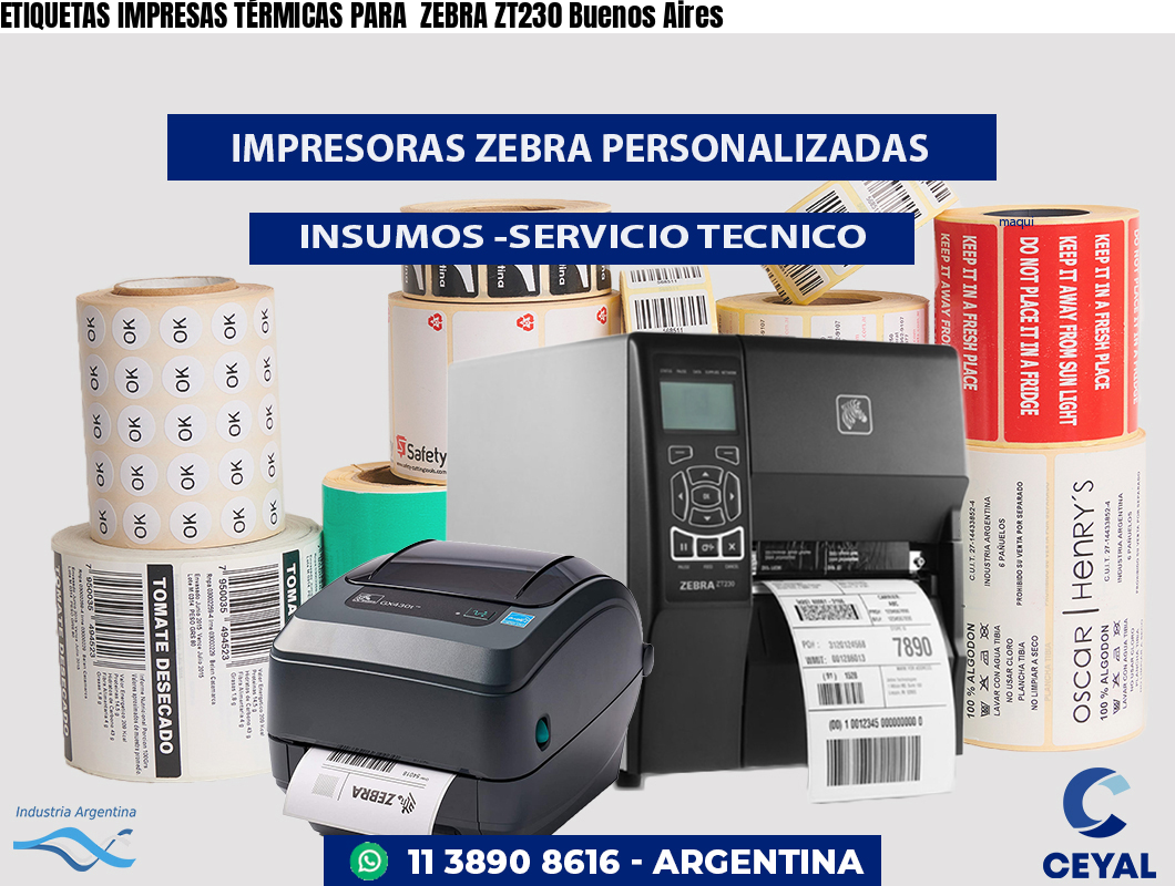 ETIQUETAS IMPRESAS TÉRMICAS PARA  ZEBRA ZT230 Buenos Aires