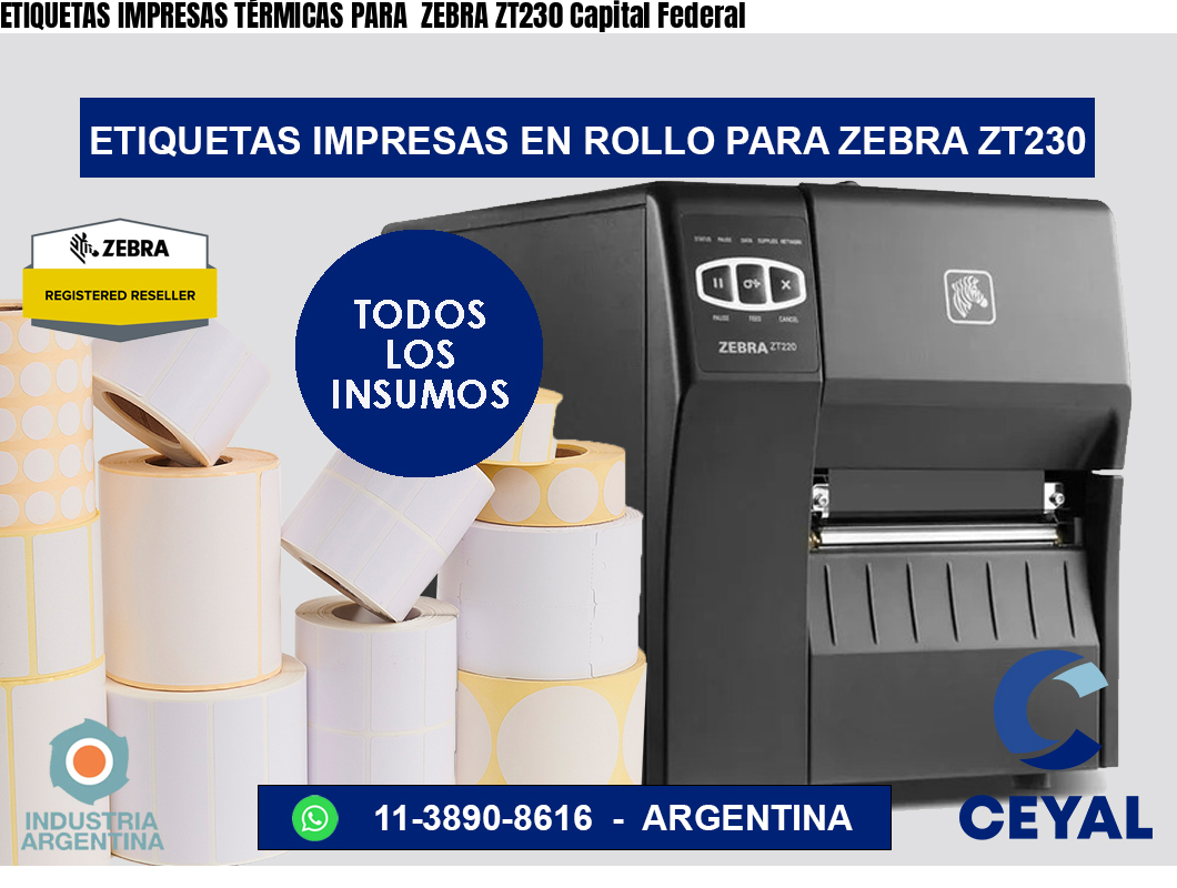 ETIQUETAS IMPRESAS TÉRMICAS PARA  ZEBRA ZT230 Capital Federal