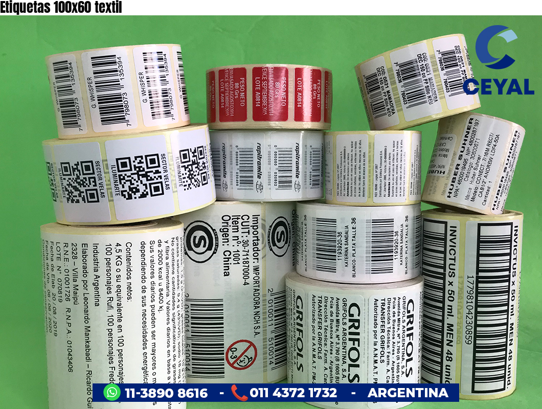 Etiquetas 100x60 textil