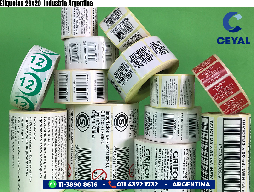 Etiquetas 29x20  industria Argentina