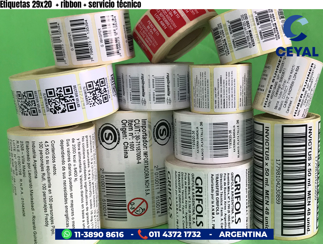 Etiquetas 29x20 ribbon servicio técnico