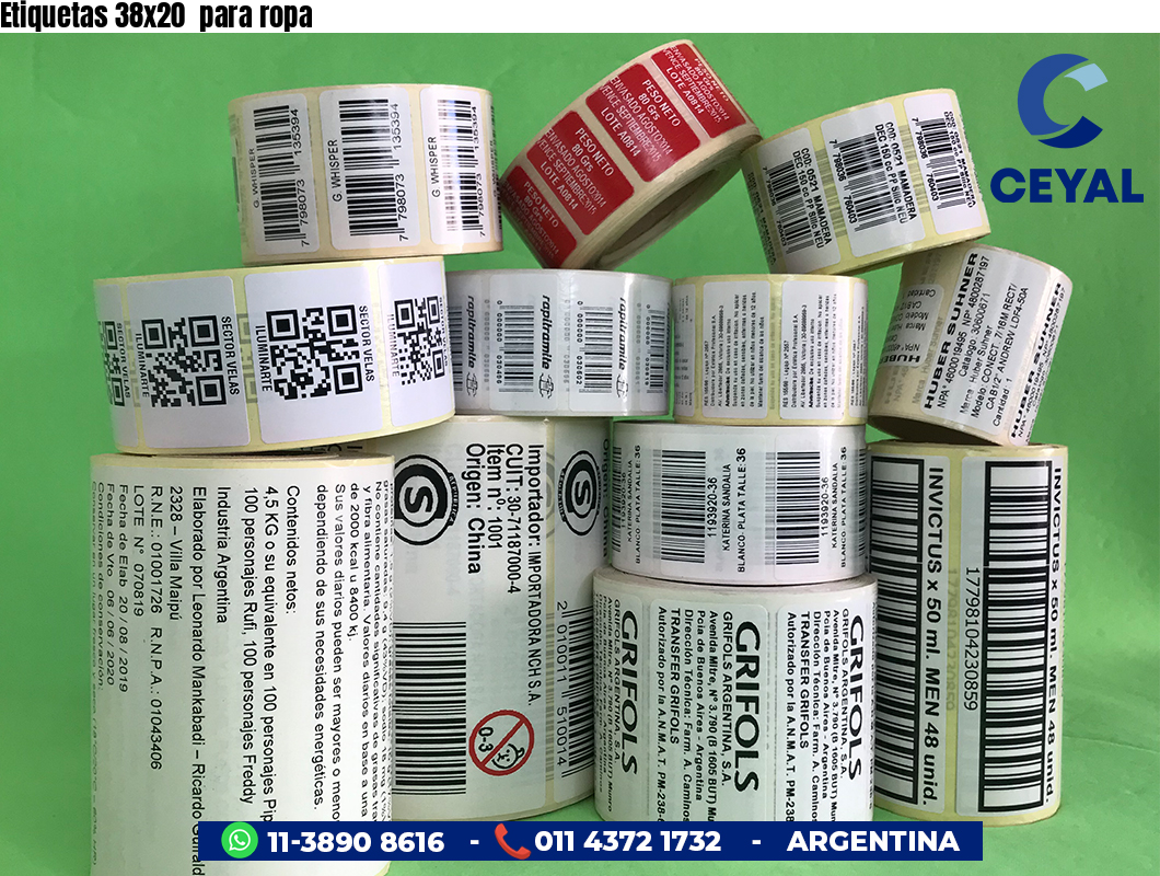 Etiquetas 38x20  para ropa