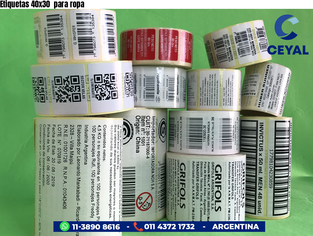 Etiquetas 40x30  para ropa