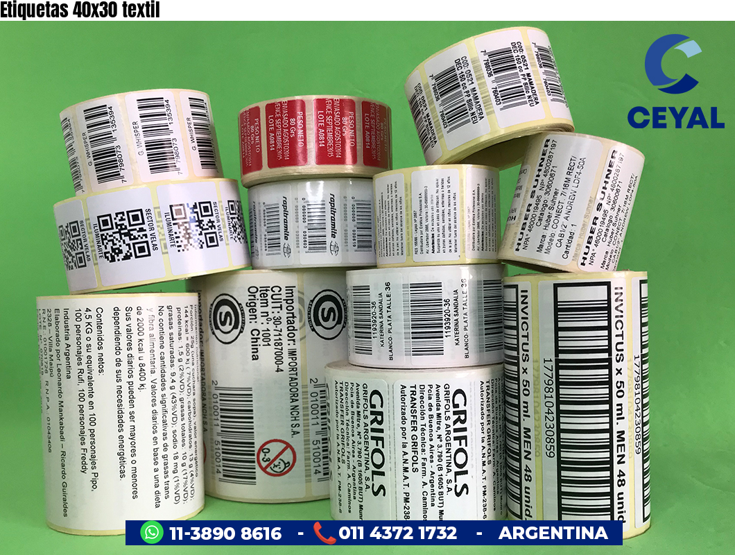 Etiquetas 40x30 textil