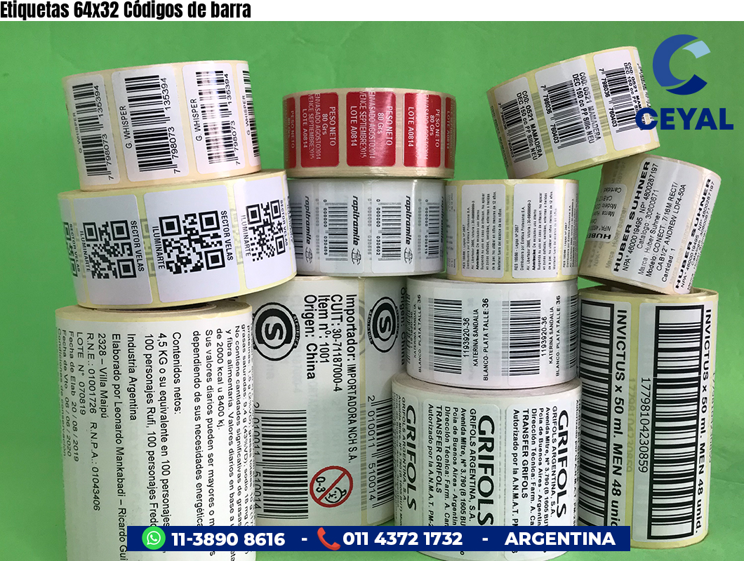 Etiquetas 64x32 Códigos de barra