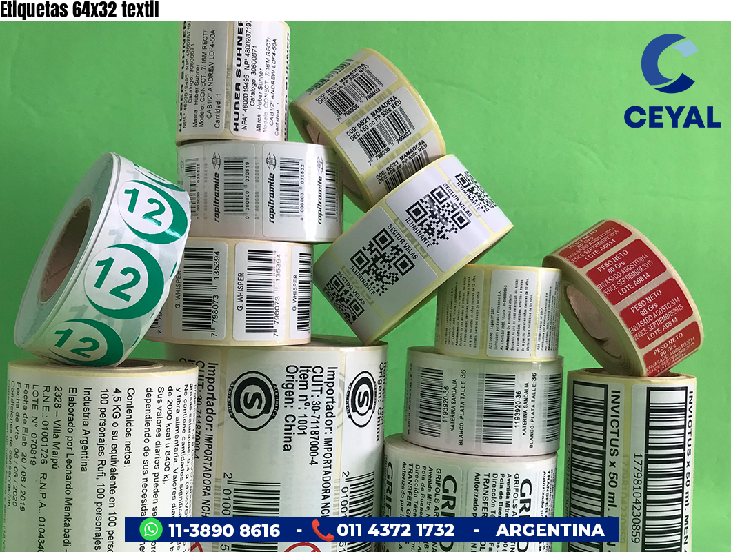 Etiquetas 64x32 textil