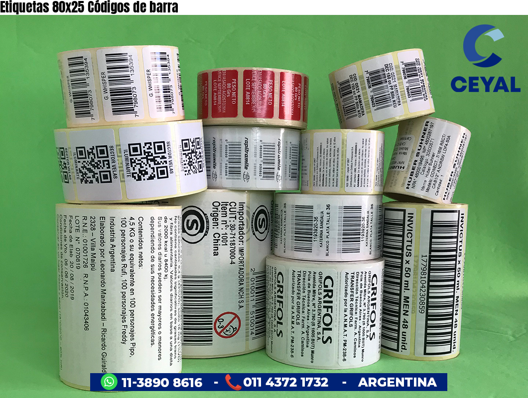 Etiquetas 80x25 Códigos de barra
