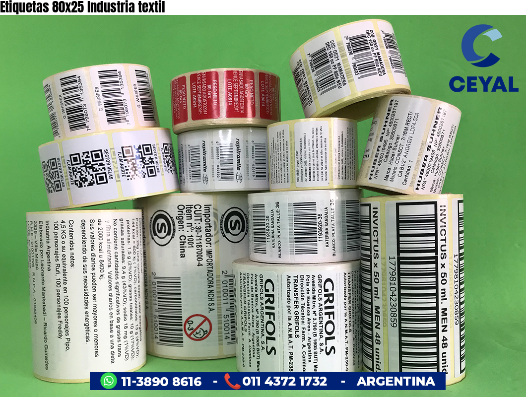 Etiquetas 80x25 Industria textil