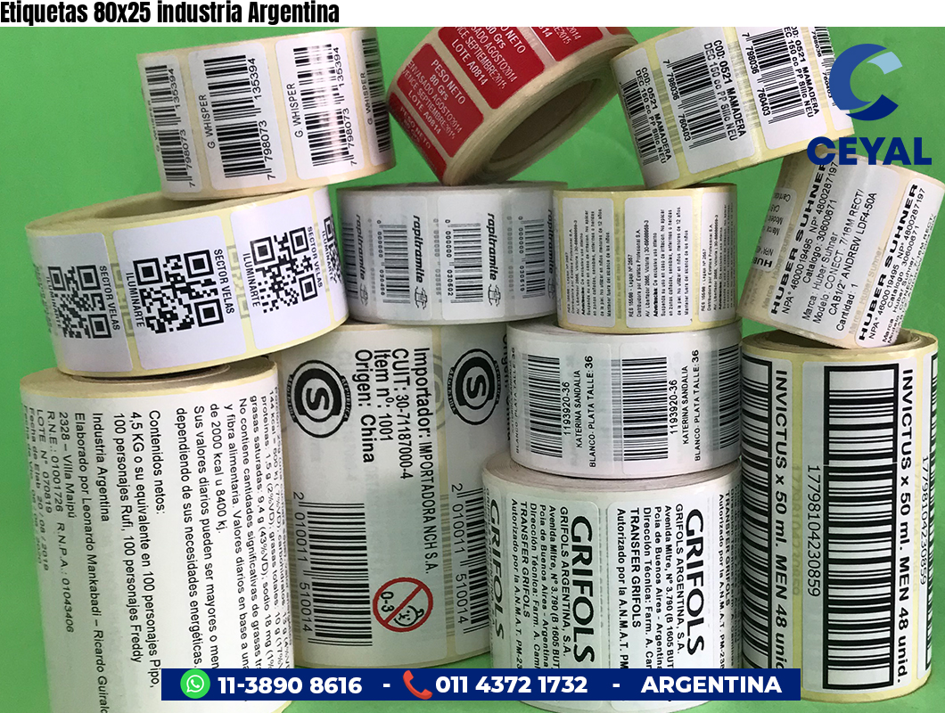 Etiquetas 80x25 industria Argentina