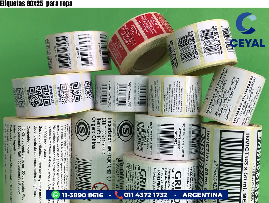 Etiquetas 80x25  para ropa