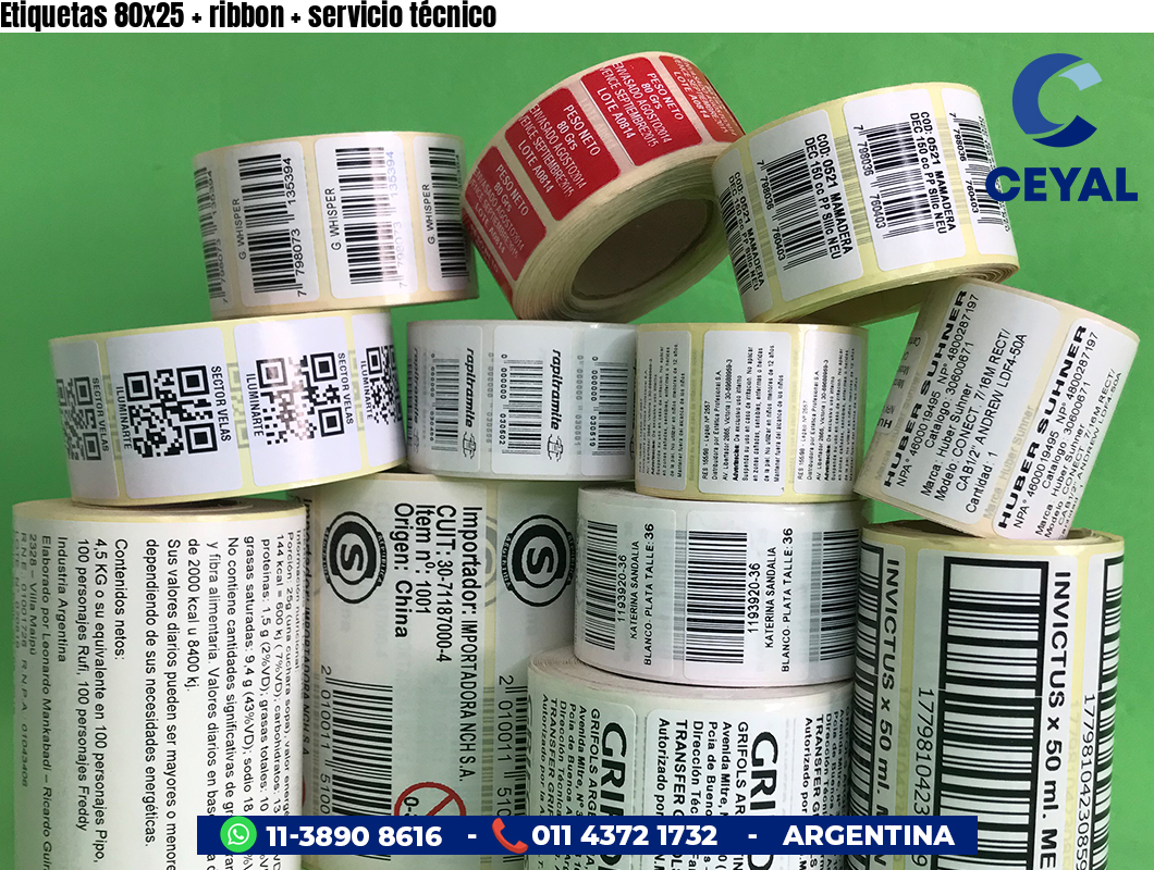 Etiquetas 80x25 ribbon servicio técnico