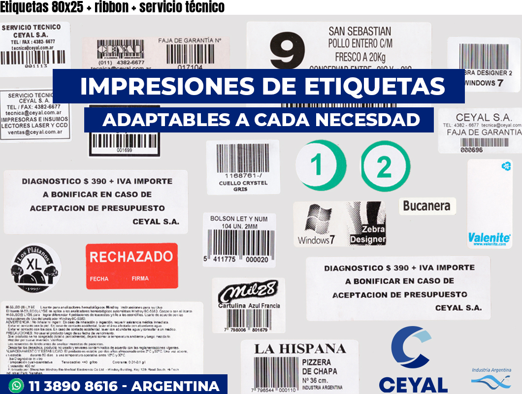 Etiquetas 80x25 ribbon servicio técnico