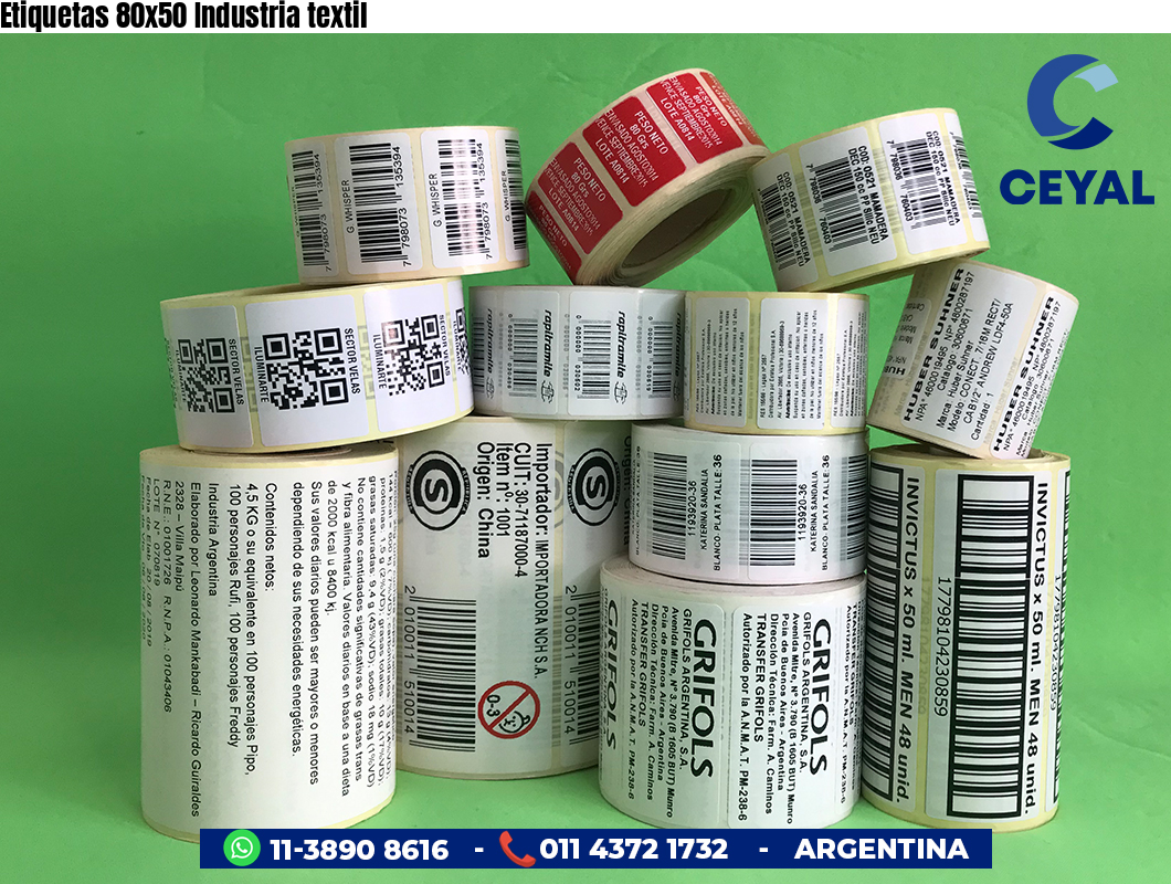 Etiquetas 80x50 Industria textil