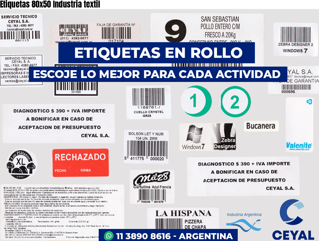 Etiquetas 80x50 Industria textil