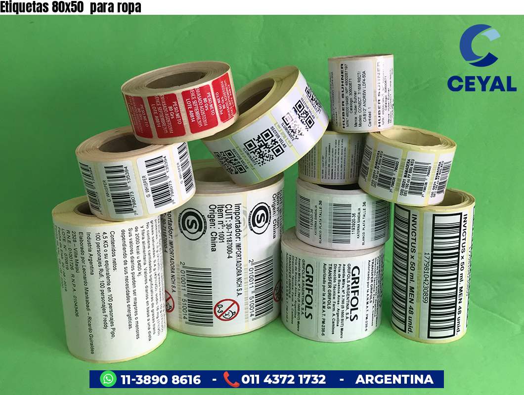 Etiquetas 80x50  para ropa