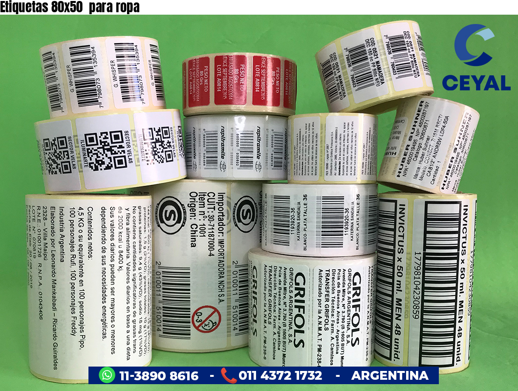 Etiquetas 80x50  para ropa